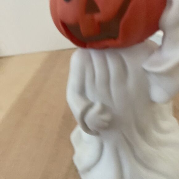 New Holland Floral Halloween Ghost Pumpkin Head Candle Holder Planter Ceramic - Picture 6 of 13